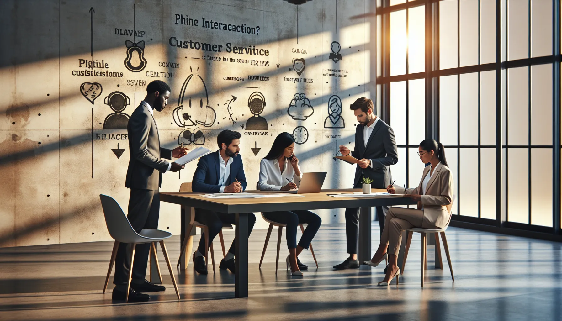 diverse team collaborating in a modern office setting.